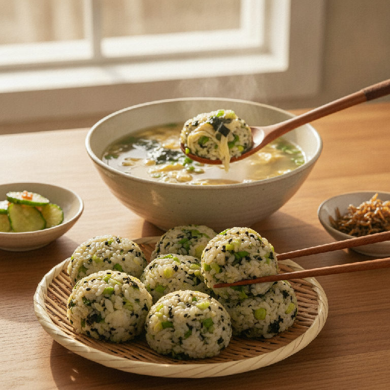 아침 햇살이 드는 창가의 아침 밥상